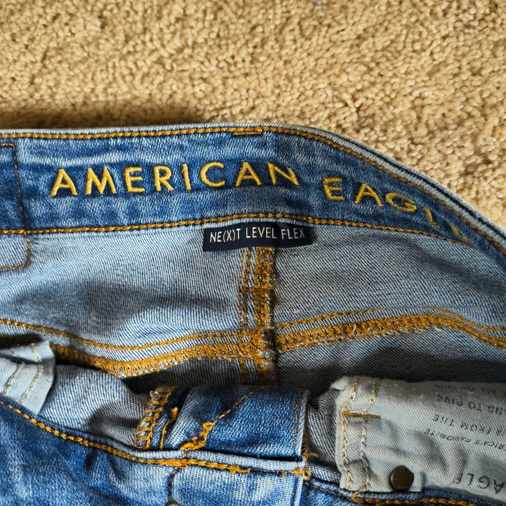 American Eagle NE(X)T Level Flex Skinny Ripped‎ Distressed Denim Jeans Mens - Picture 3 of 13